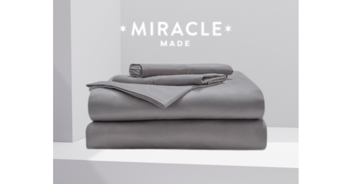 Miracle Made gray sheet set with brand logo